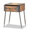 Baxton Studio Laurel Rustic Antique Grey Metal and Whitewashed Oak Brown Finished Wood 1-Drawer Nightstand 182-11738-Zoro - alternate 5